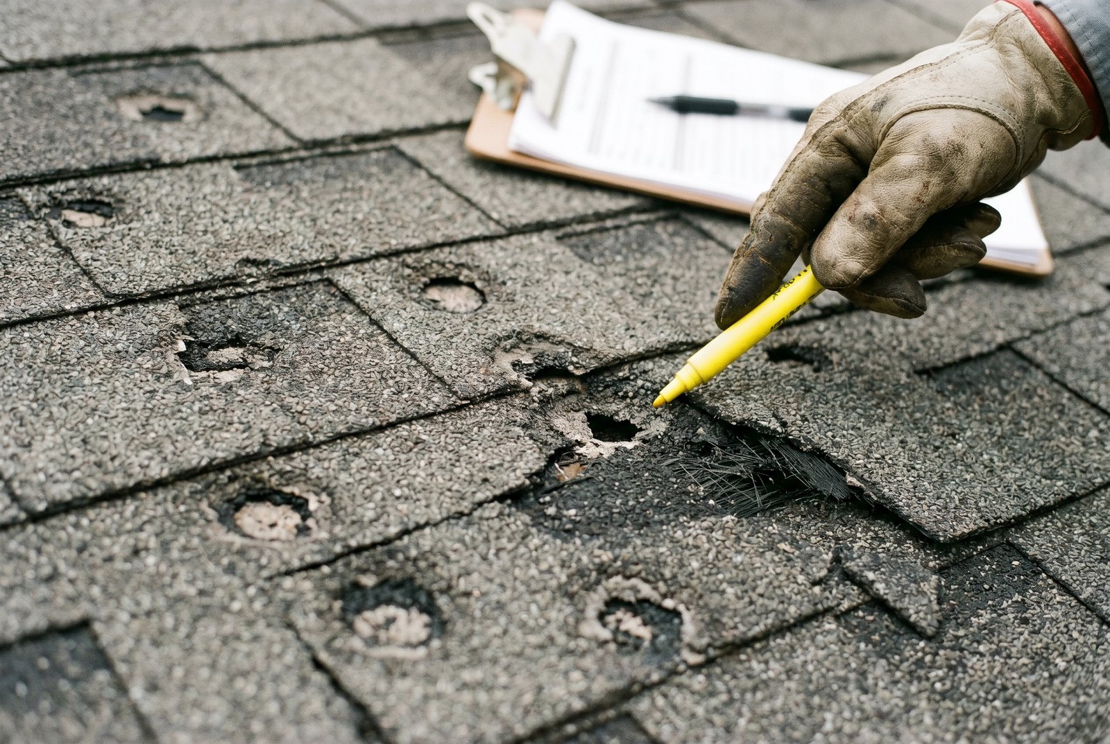 Hail damage roof inspection