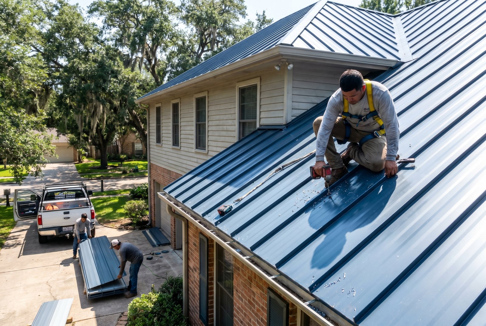 Standing-seam metal roof Houston